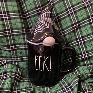 Gnome EEK Rae Dunn mug with web topper